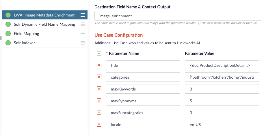 Image metadata enrichment use case configuration