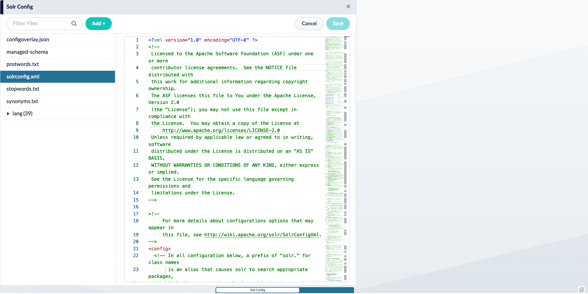 Solr Config edit in Fusion Admin UI