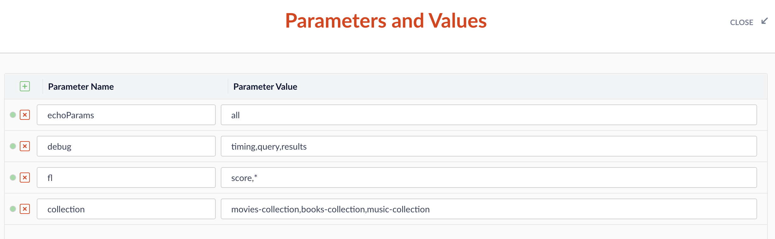 Edit parameters example