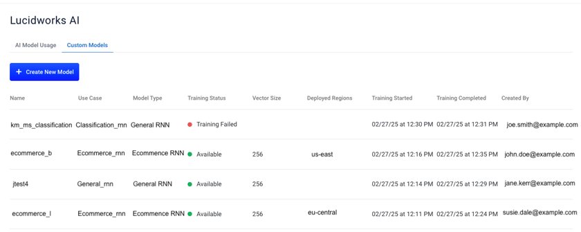 Model Training Interface Custom model training user interface - Lucidworks documentation