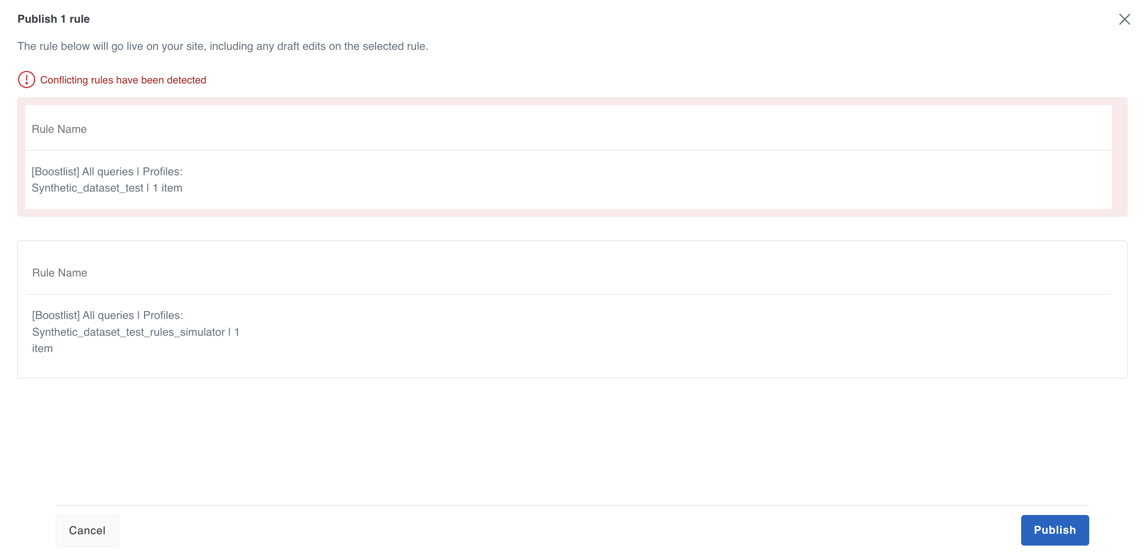 Publish multiple rules