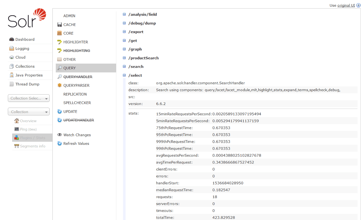 Solr Admin UI Plugins/Stats