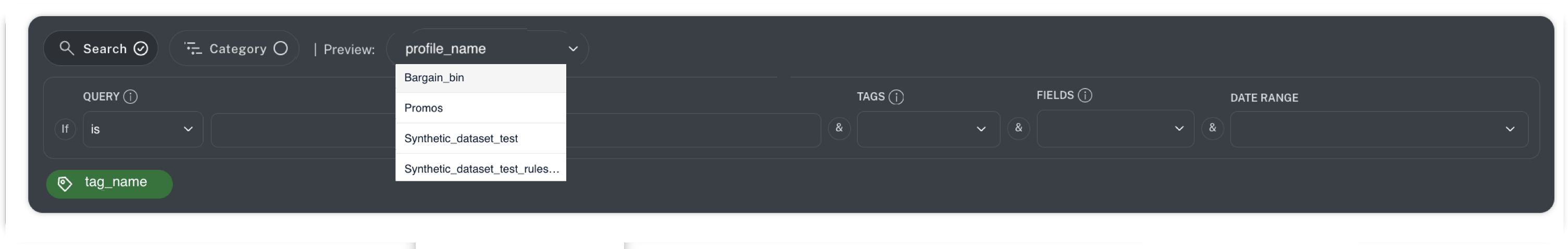 Select a search profile from the Preview list