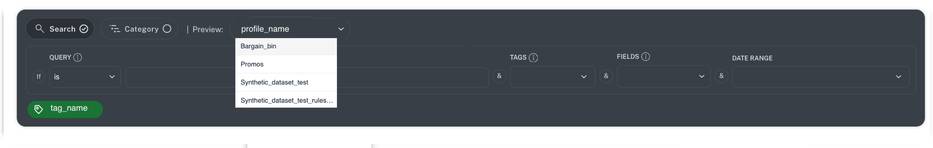 Select a search profile from the Preview list