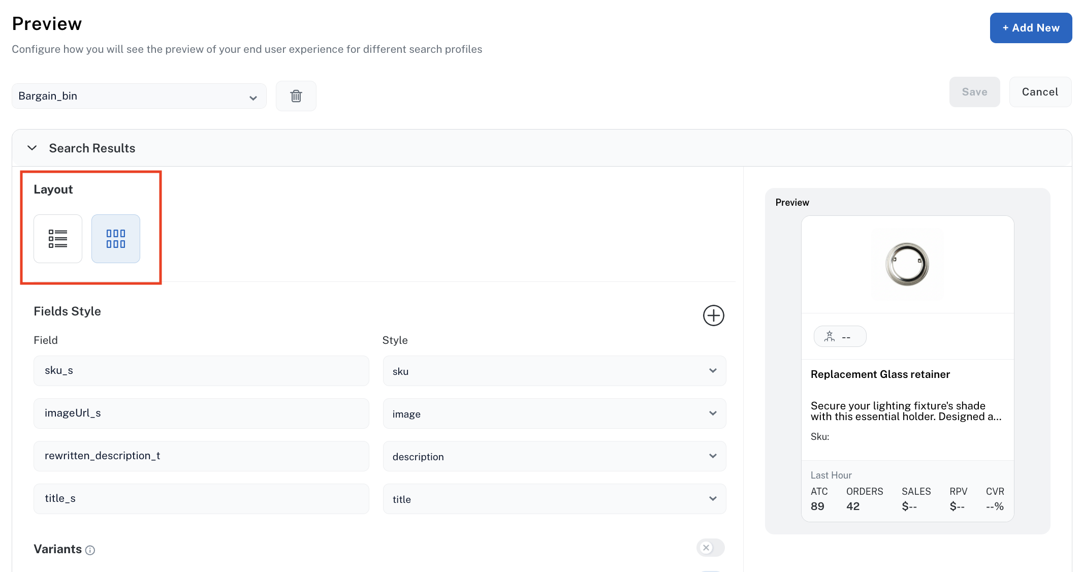 List layout setting