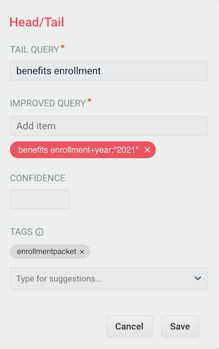 Create head/tail query rewrite