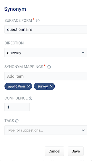 Create synonym query rewrite