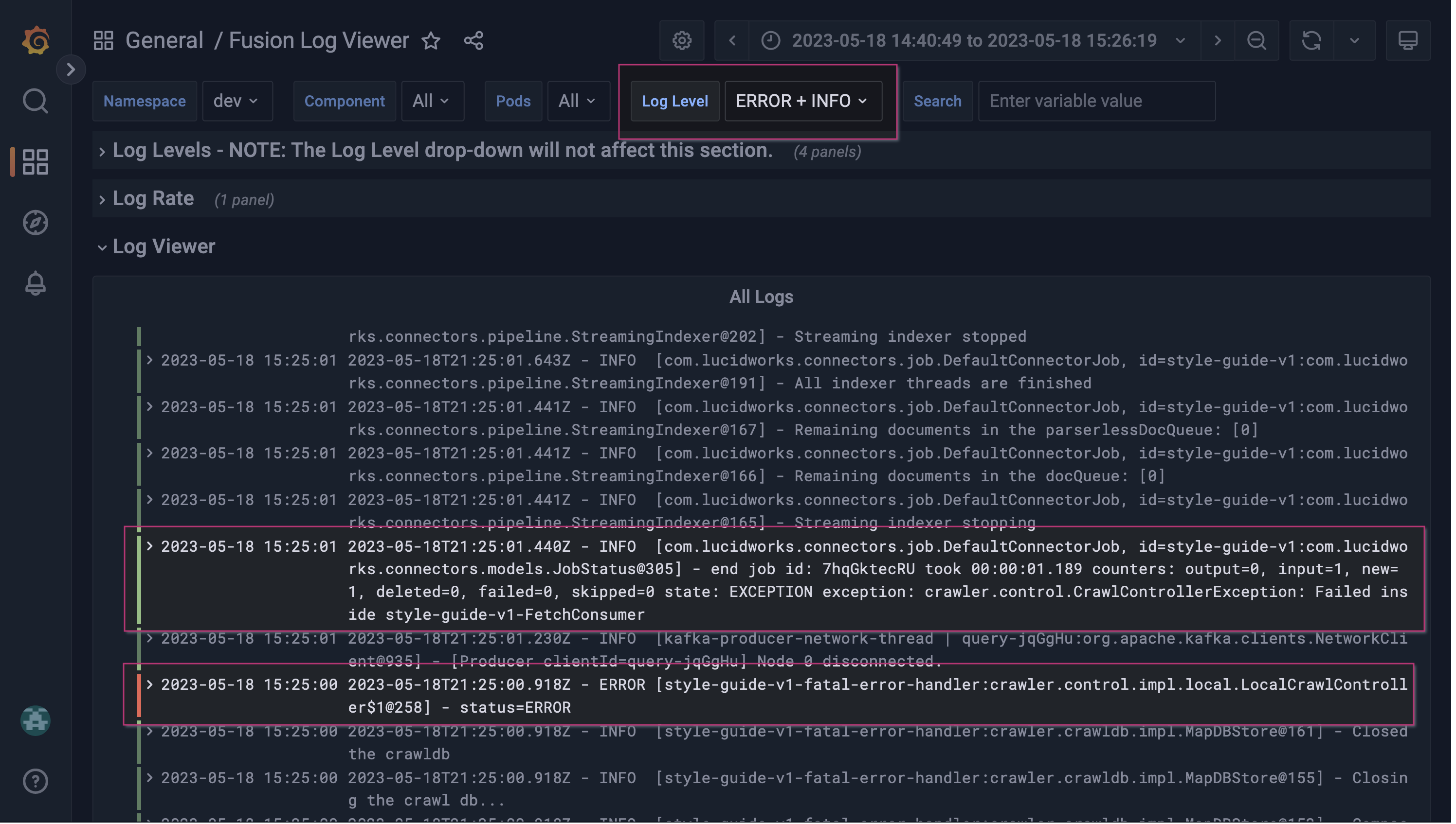 Example workflow indexing