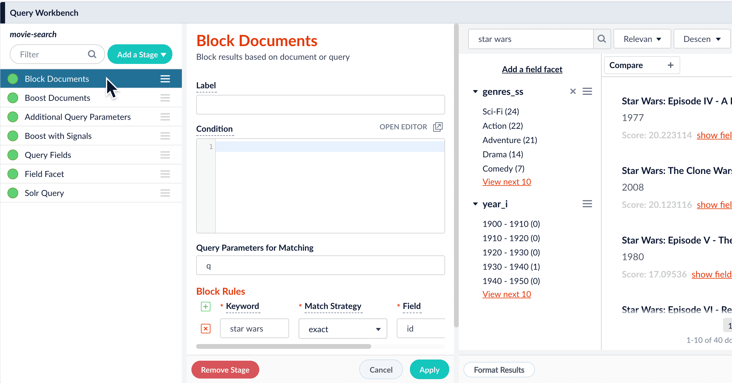 Block Documents stage