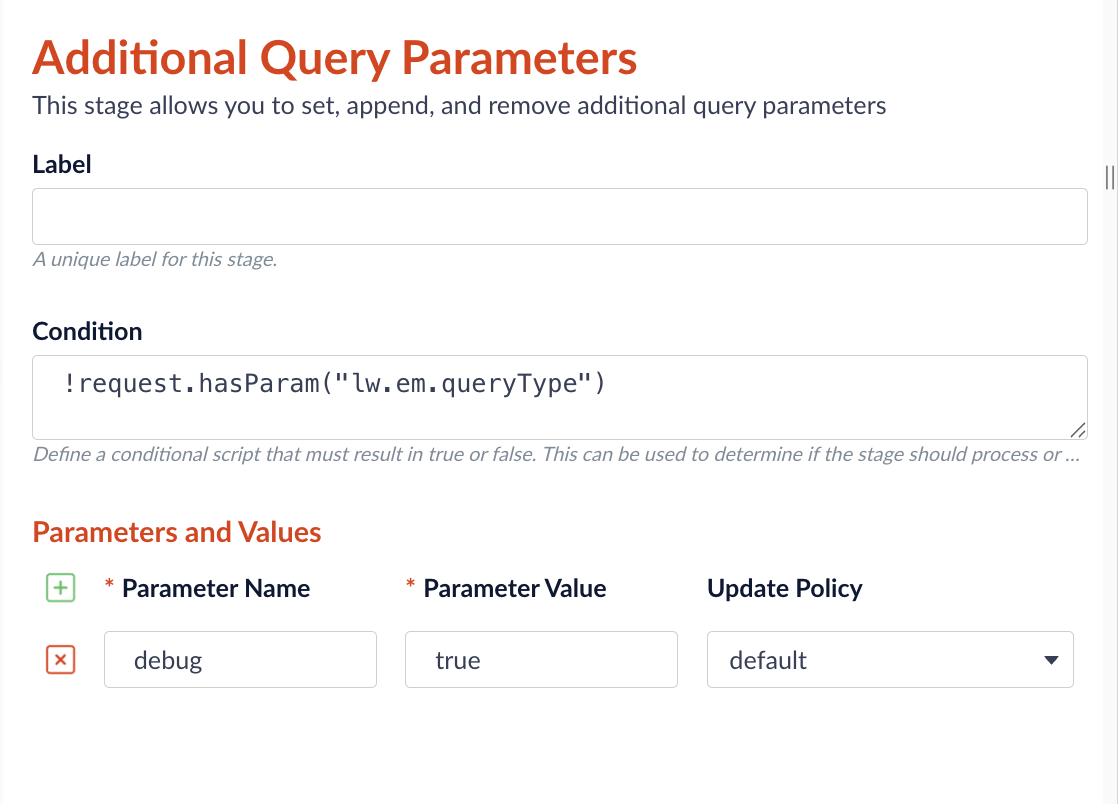 Additional Query Parameters enable debug output