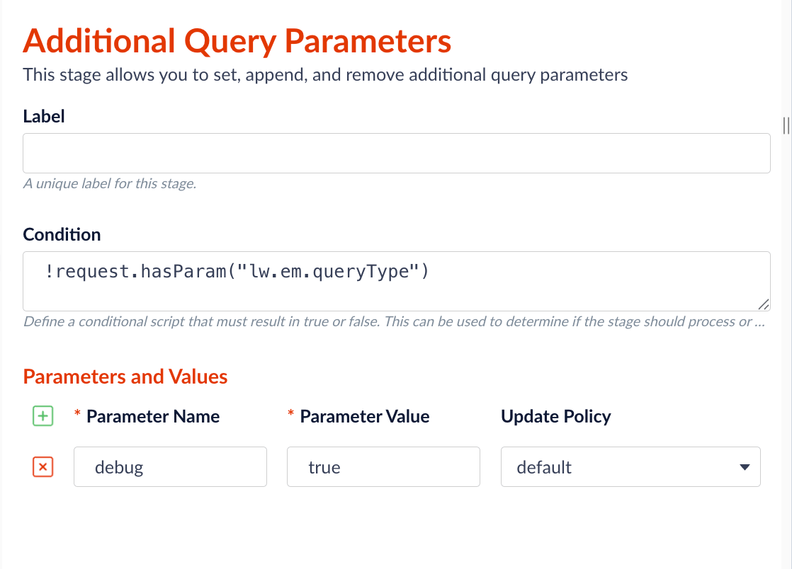 Additional Query Parameters enable debug output