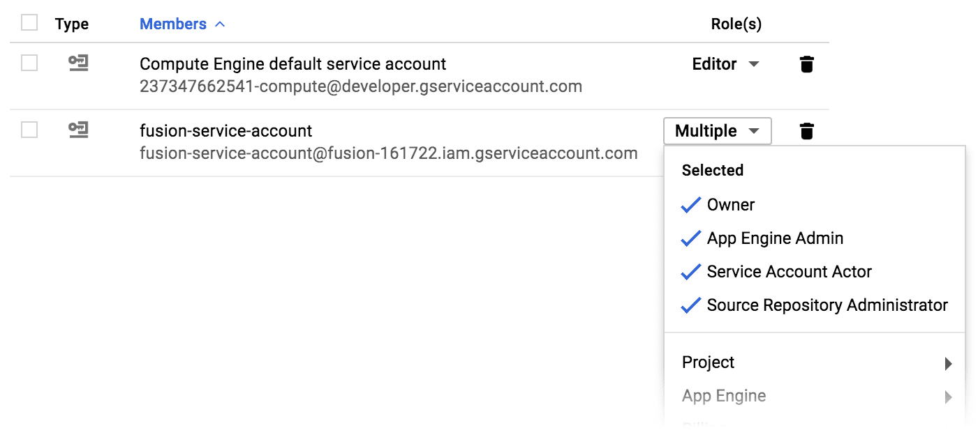 Manage service accounts