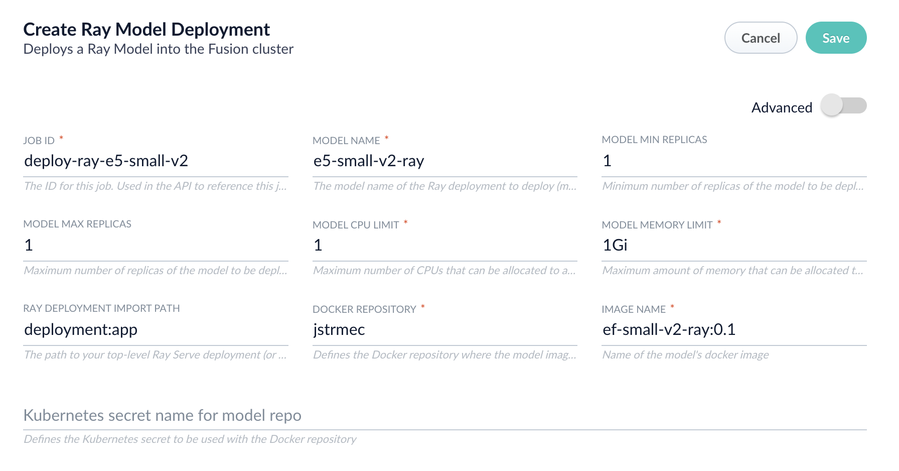 Create a Ray model deployment job