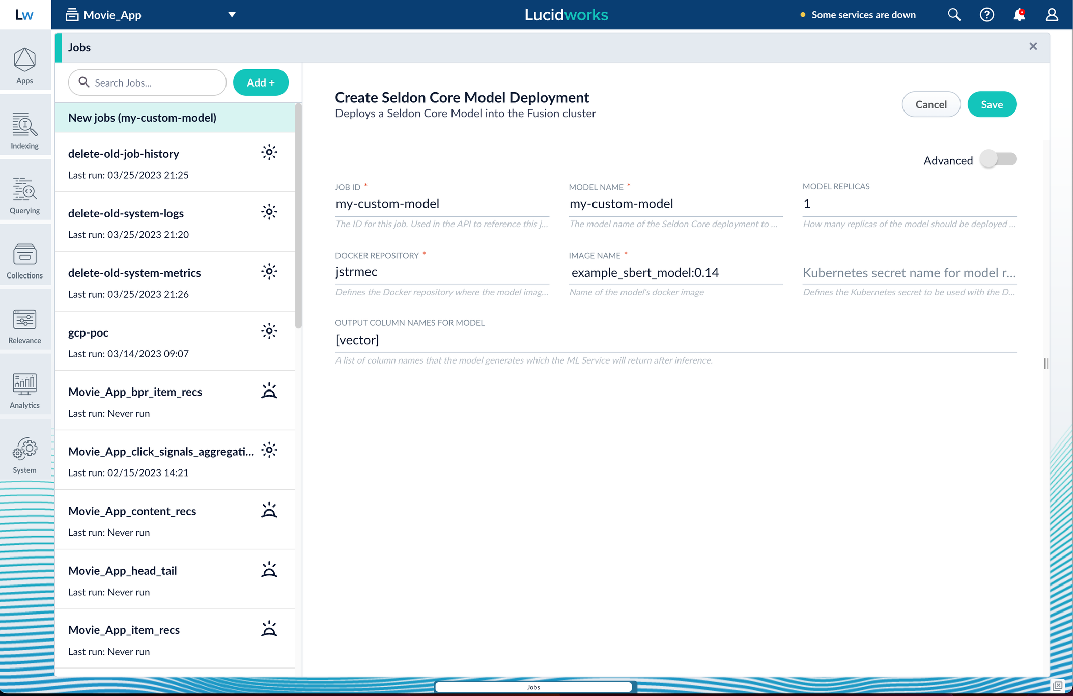 Create a Seldon Core model deployment job
