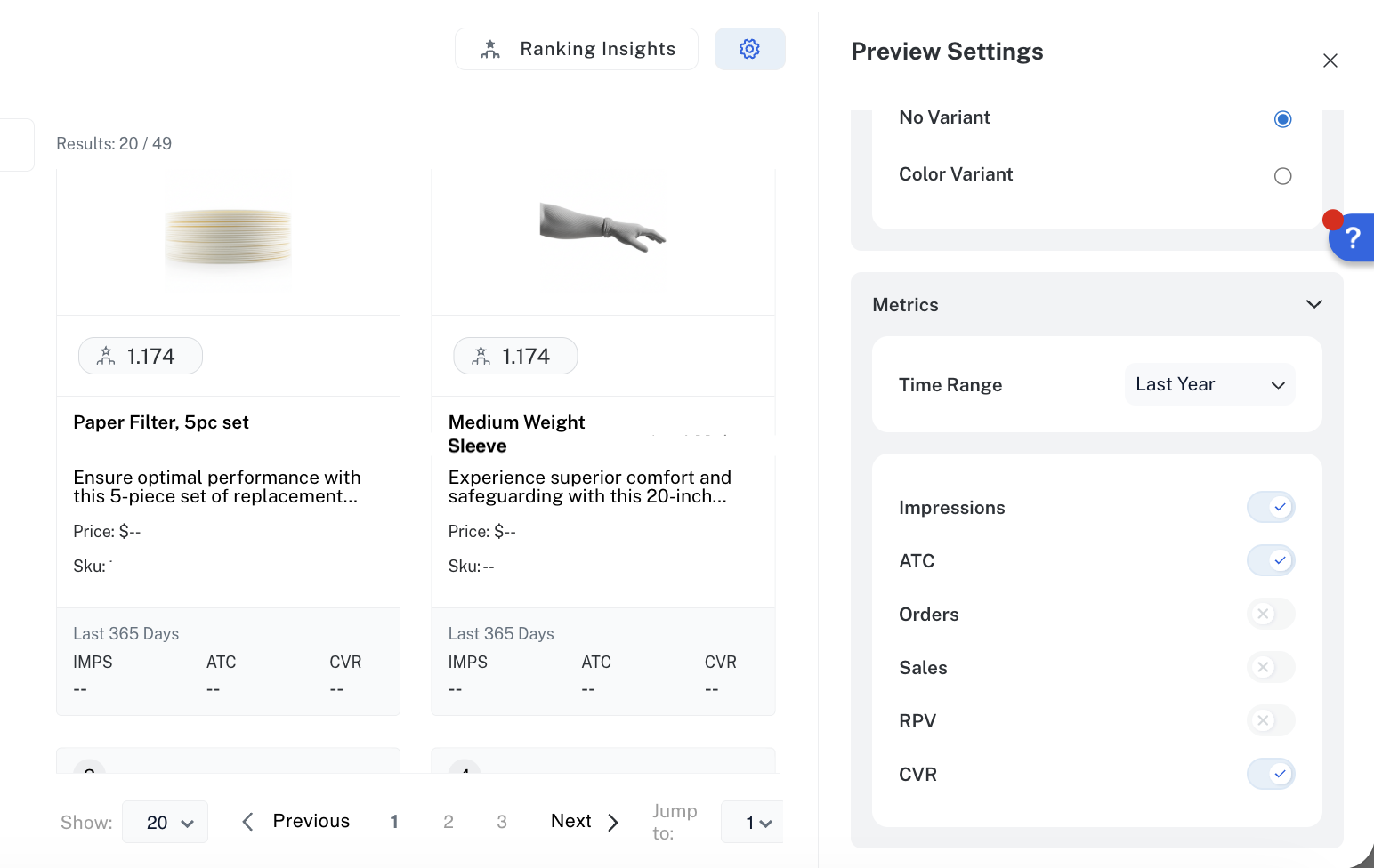 Commerce Studio Editor Preview Settings Metrics