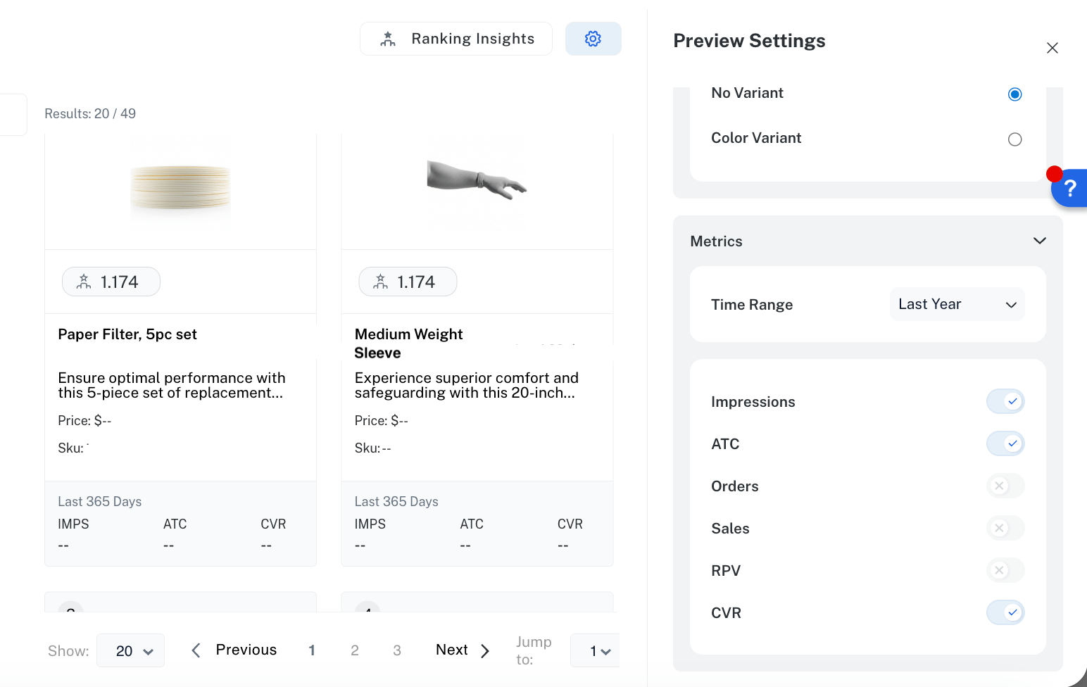 Commerce Studio Editor Preview Settings Metrics