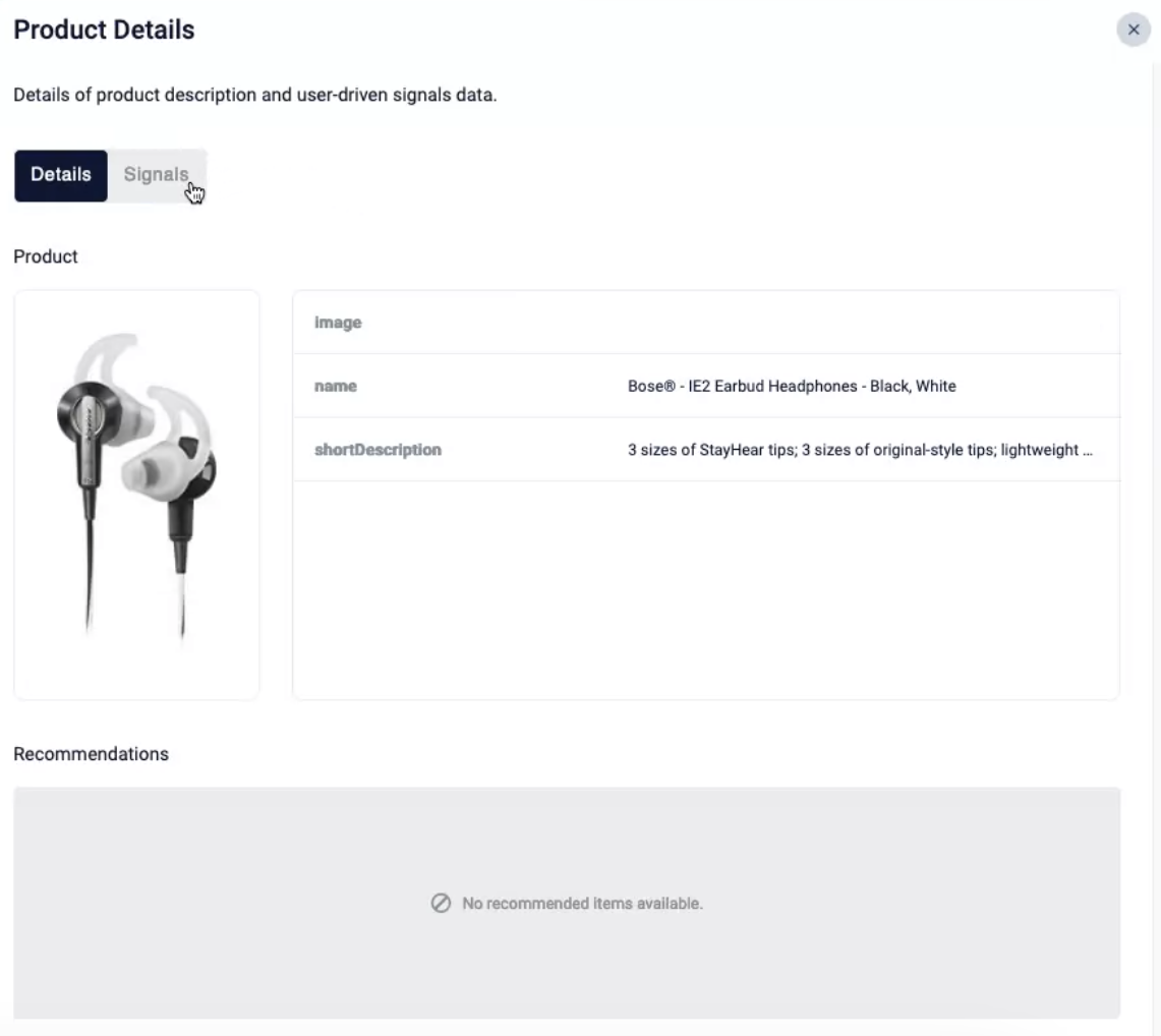 Details and Signals buttons