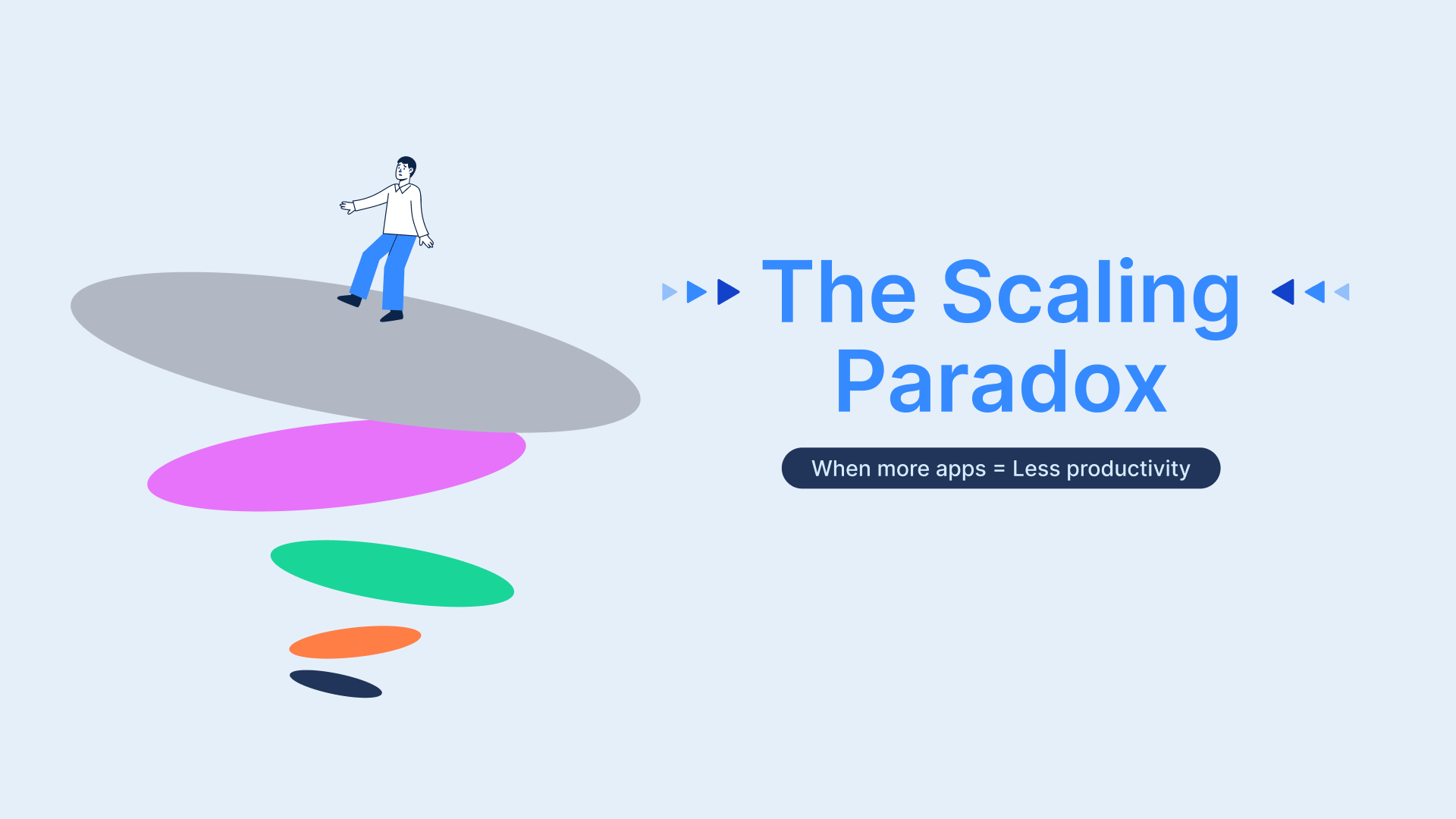 The Scaling Paradox: a complex web of disconnected apps leading to a central point of friction.