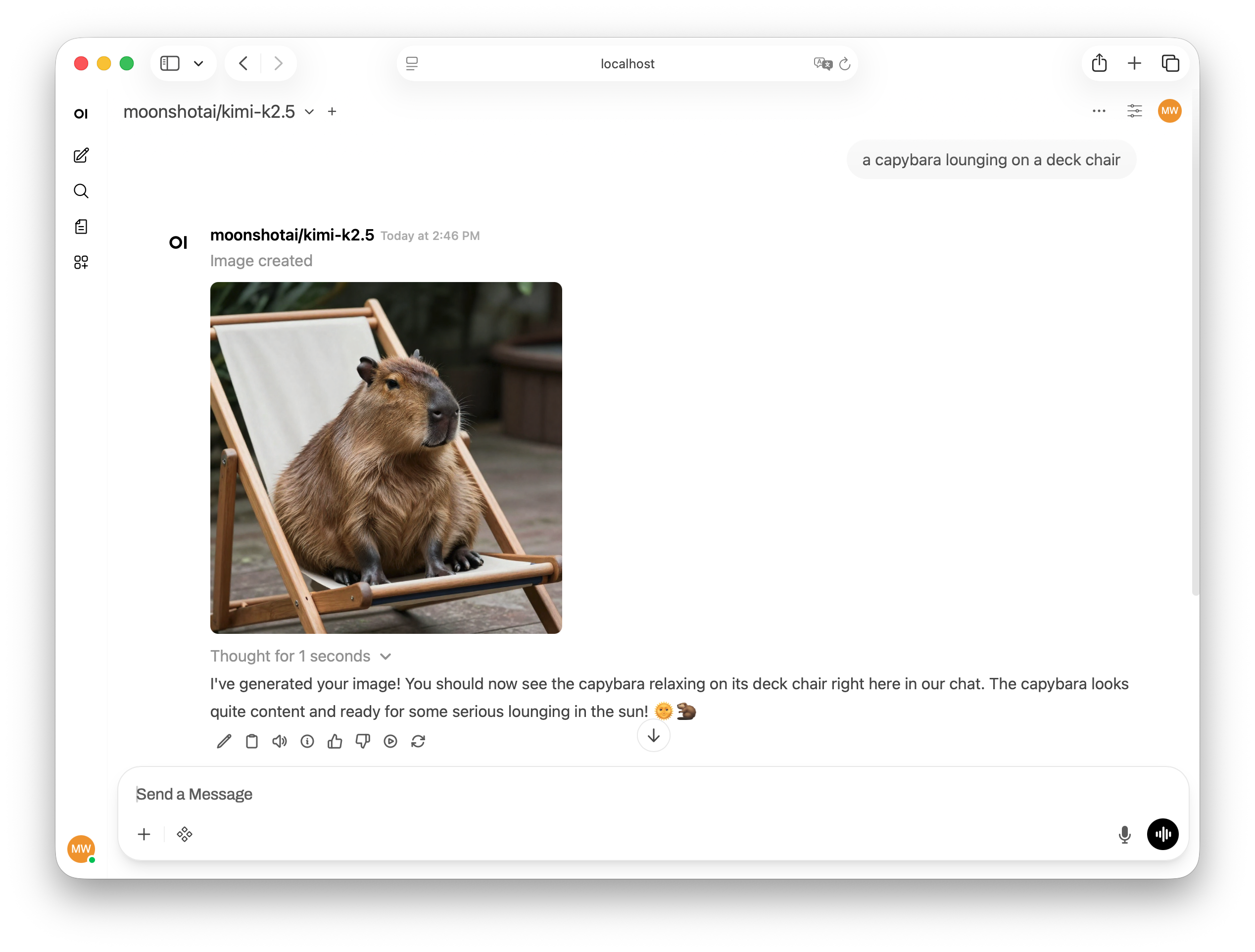 Open WebUI - Image generated with Lumenfall