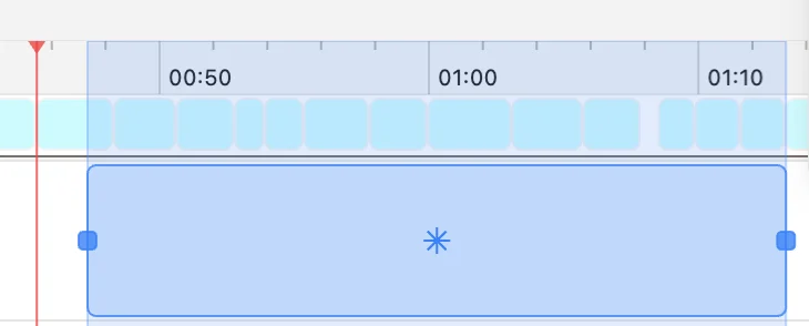 Selecting a range on the Daydream timeline to add a b-roll clip