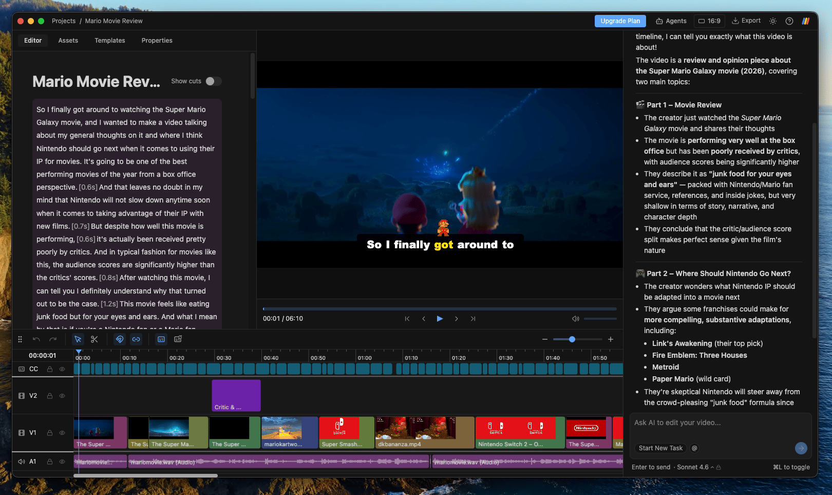 Daydream editor, overview of the workspace