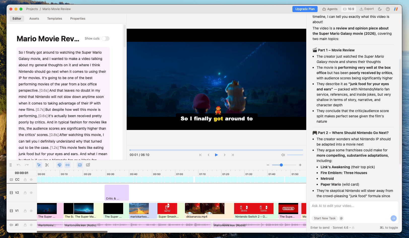 Daydream editor, overview of the workspace
