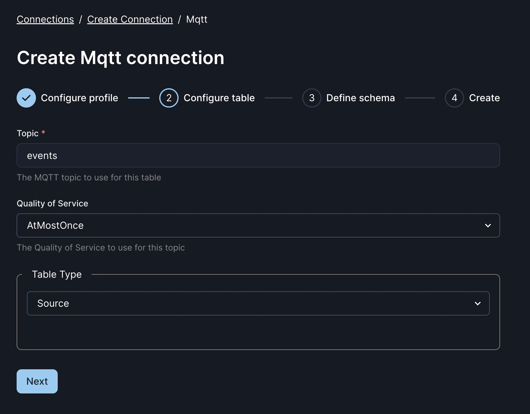 Creating an MQTT connection