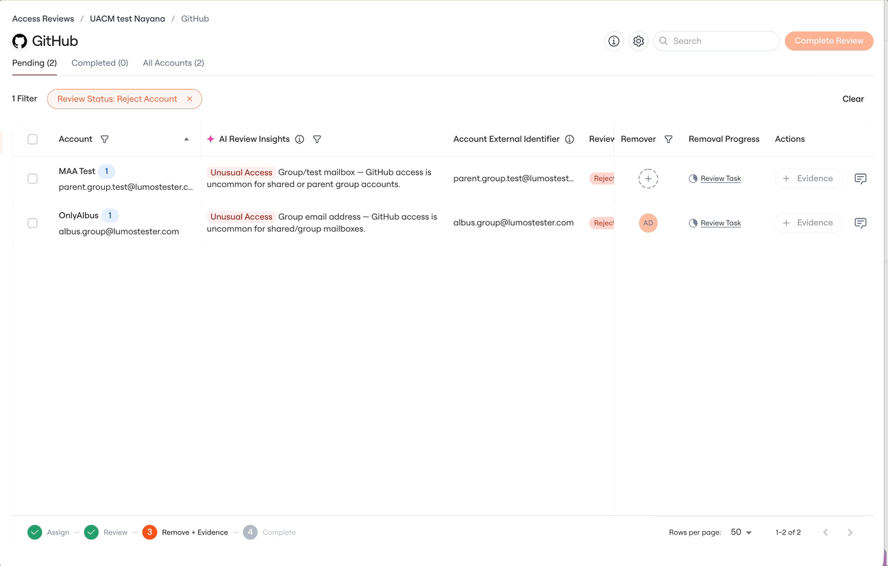 Manual removal task in Task Center