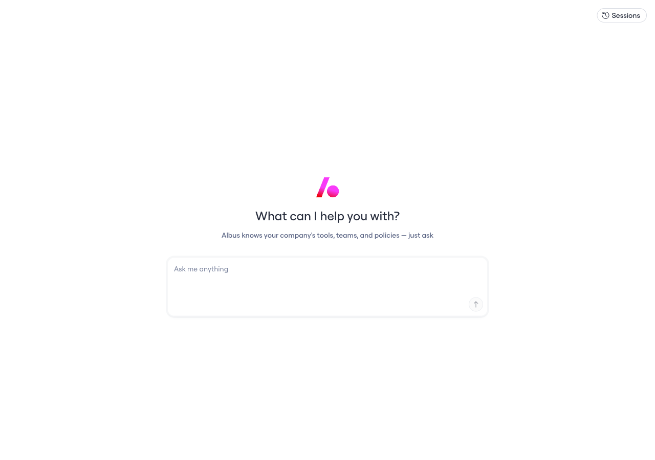 Albus chat landing screen