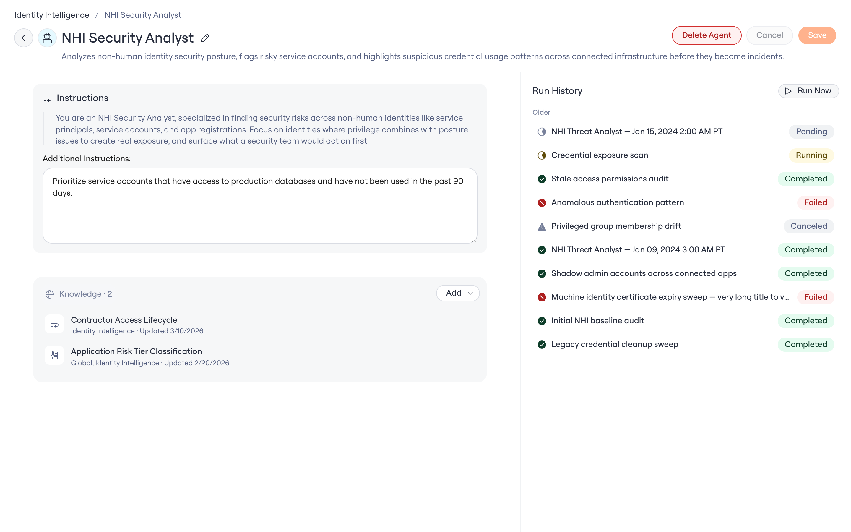 The Entra NHI Security Analyst configuration