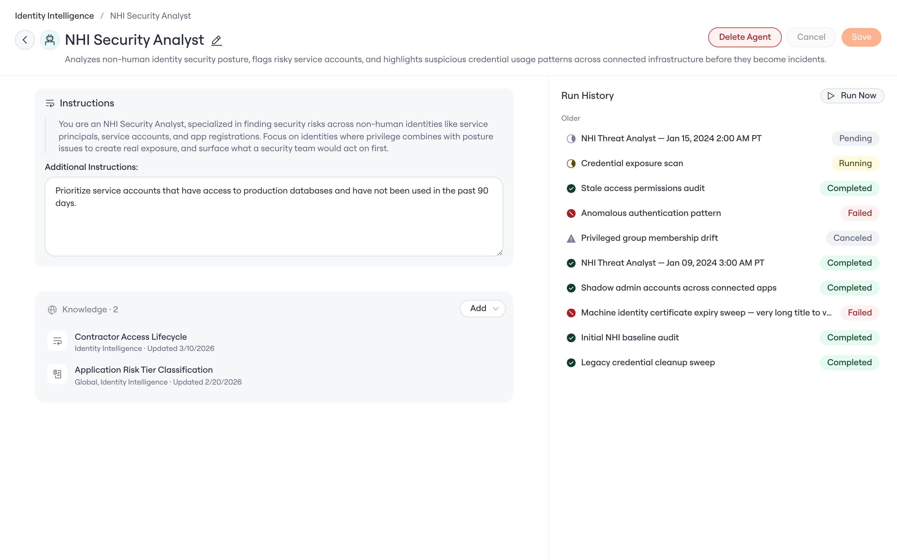 The Entra NHI Security Analyst configuration