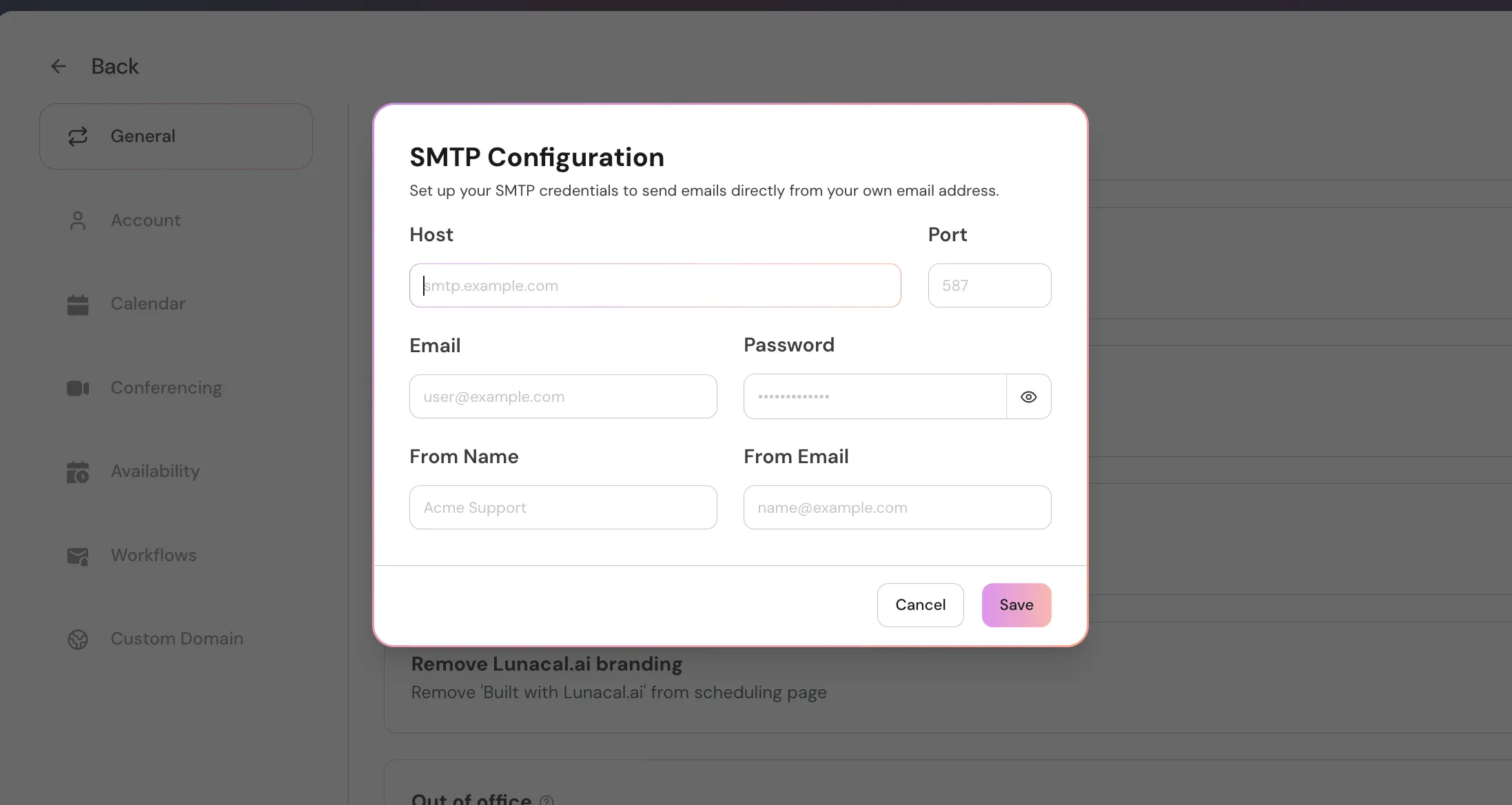 Personalaccount SMTP