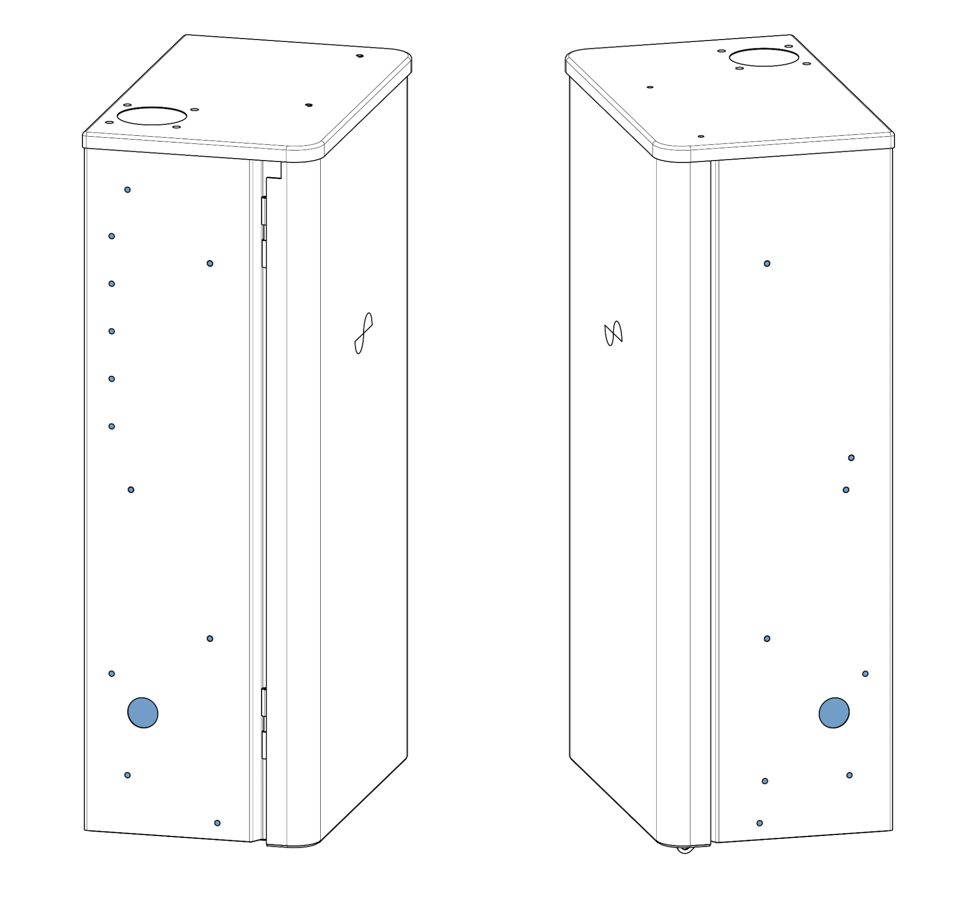 Location of knockouts and drill guide dimples