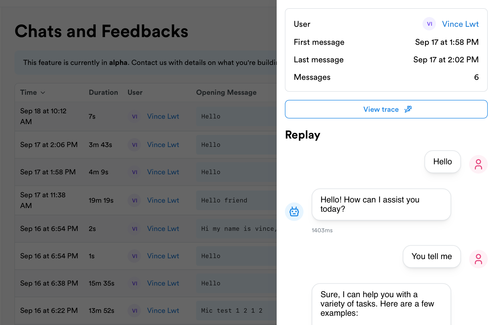 Feedback tracking