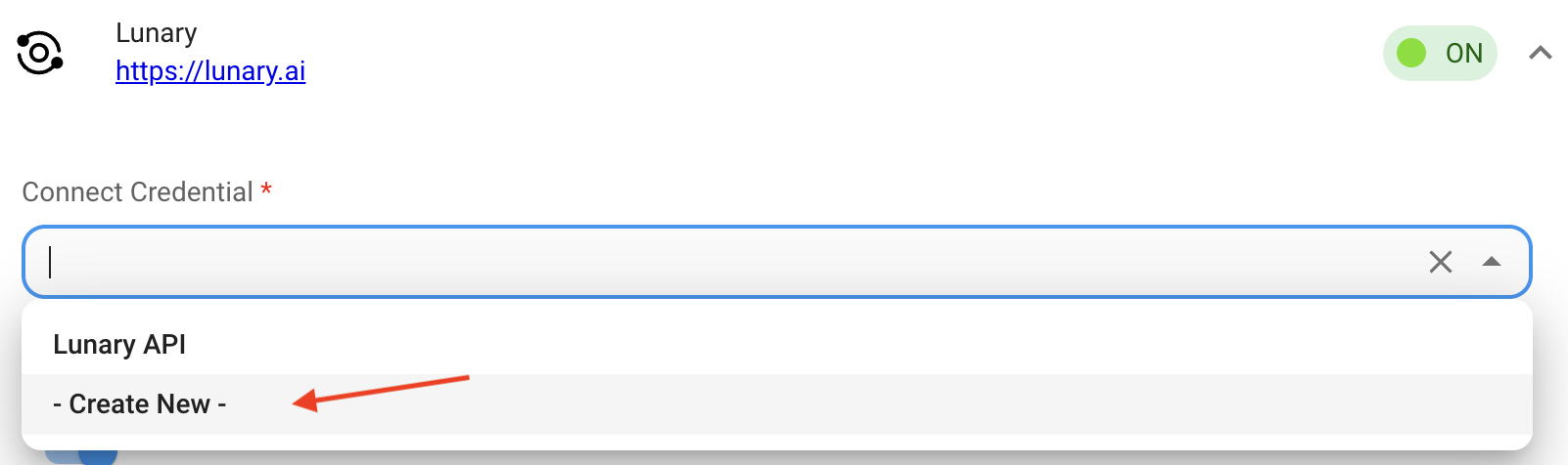 Click on 'Create New'