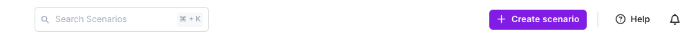 The Create scenario button in Make