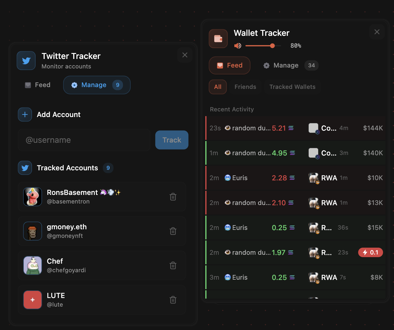 Draggable Trackers