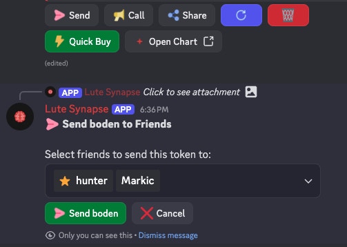 Send token interface