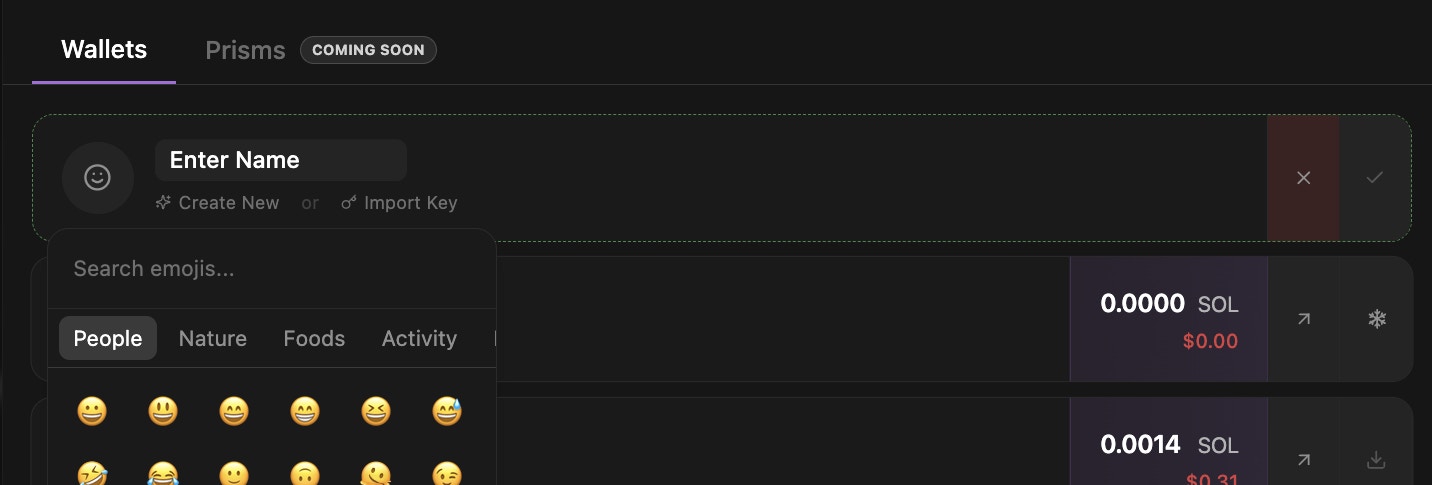 Create wallet interface