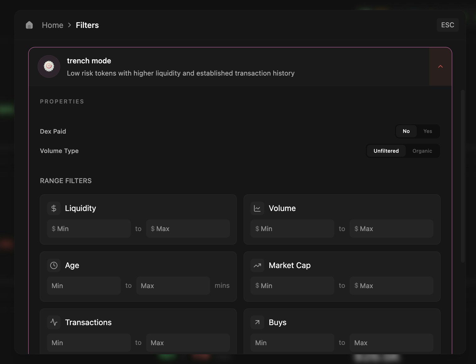 Expanded filter customization