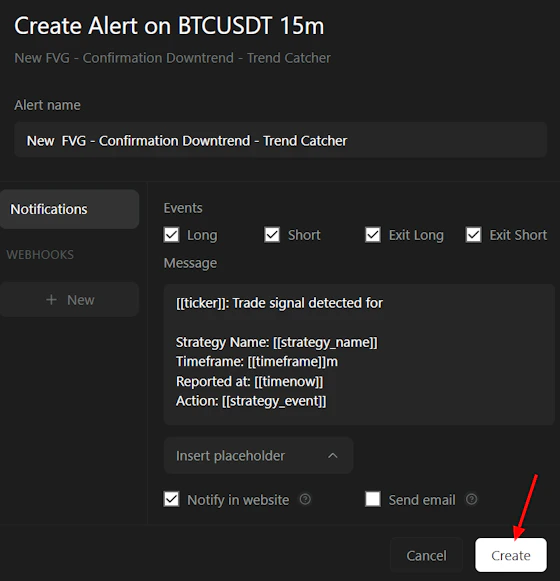 AI Strategy Alerts | Creating Alerts | LuxAlgo