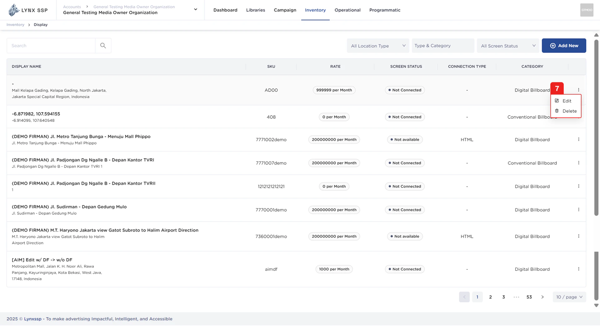 Action Button "Edit" & "Delete" Inventory