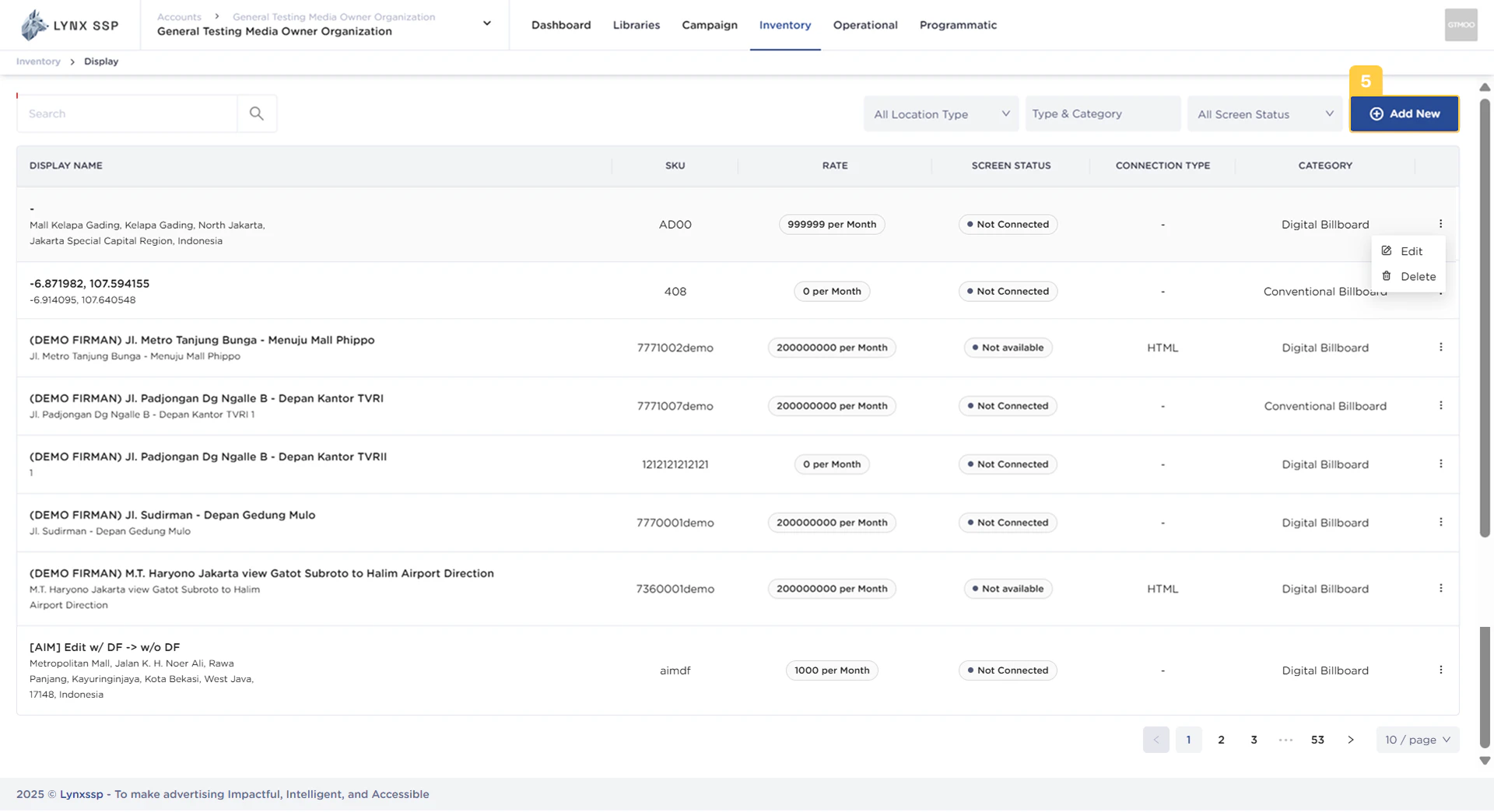 Add New Inventory Button