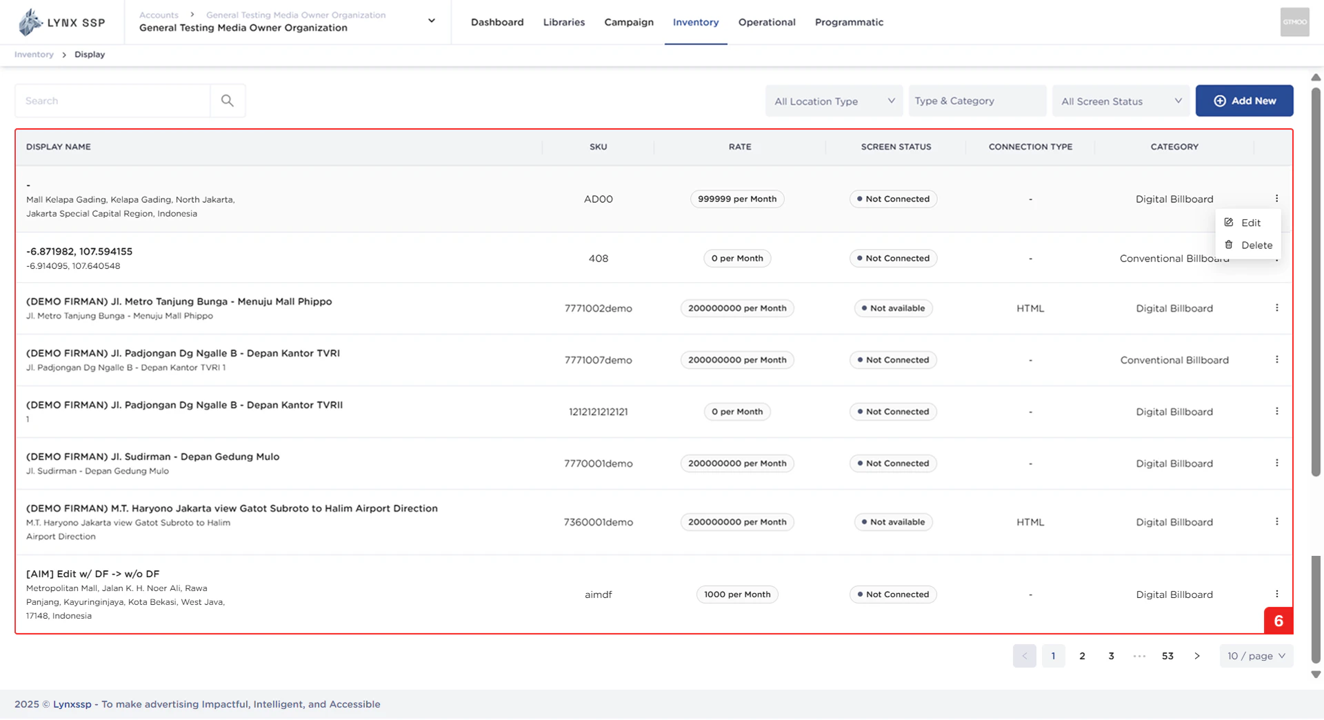 List Inventory Display