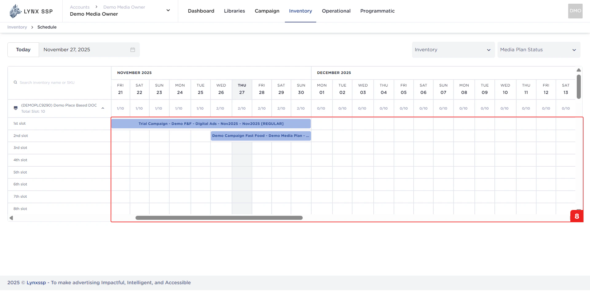 List Campaign & Media Plan Occupancy