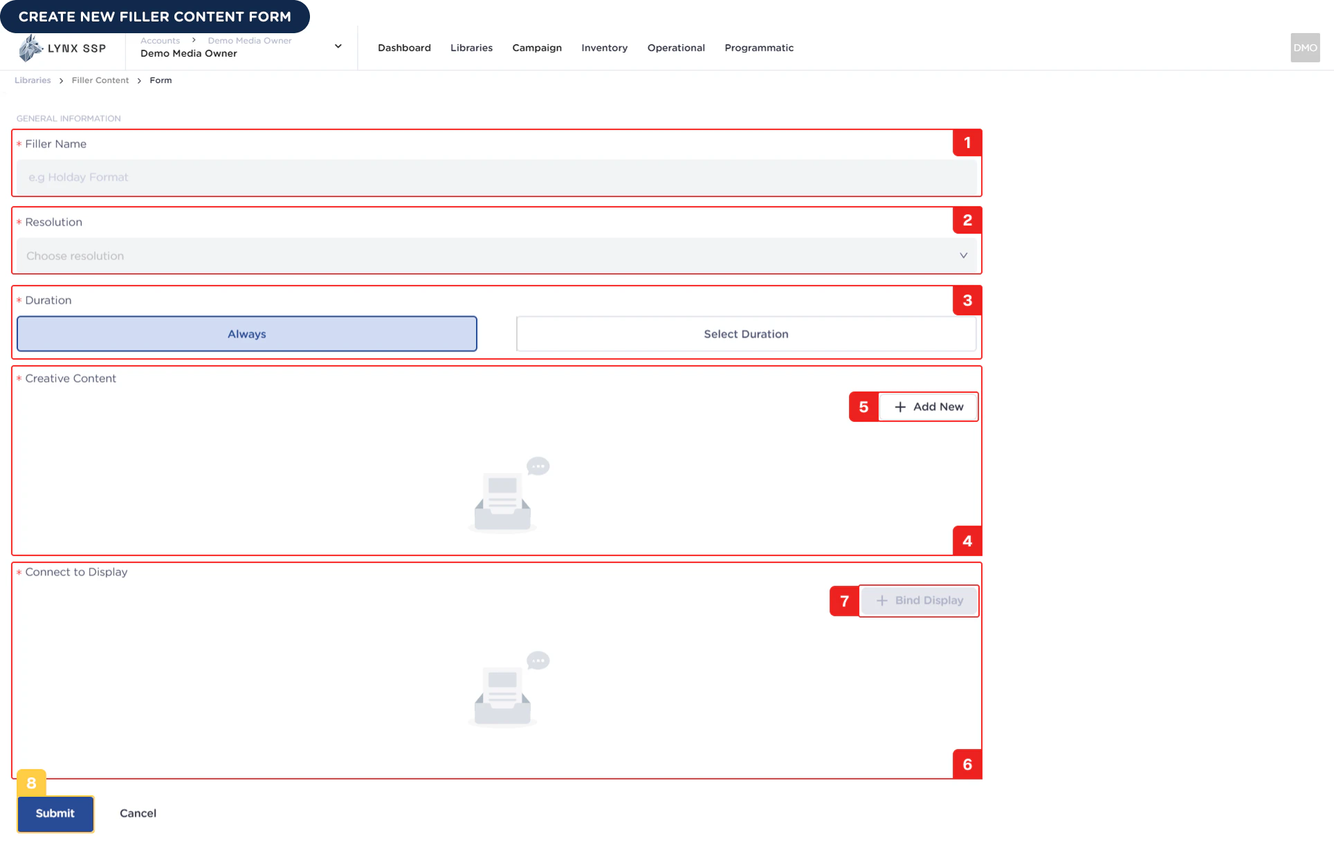 Create New Filler Content Form Pn