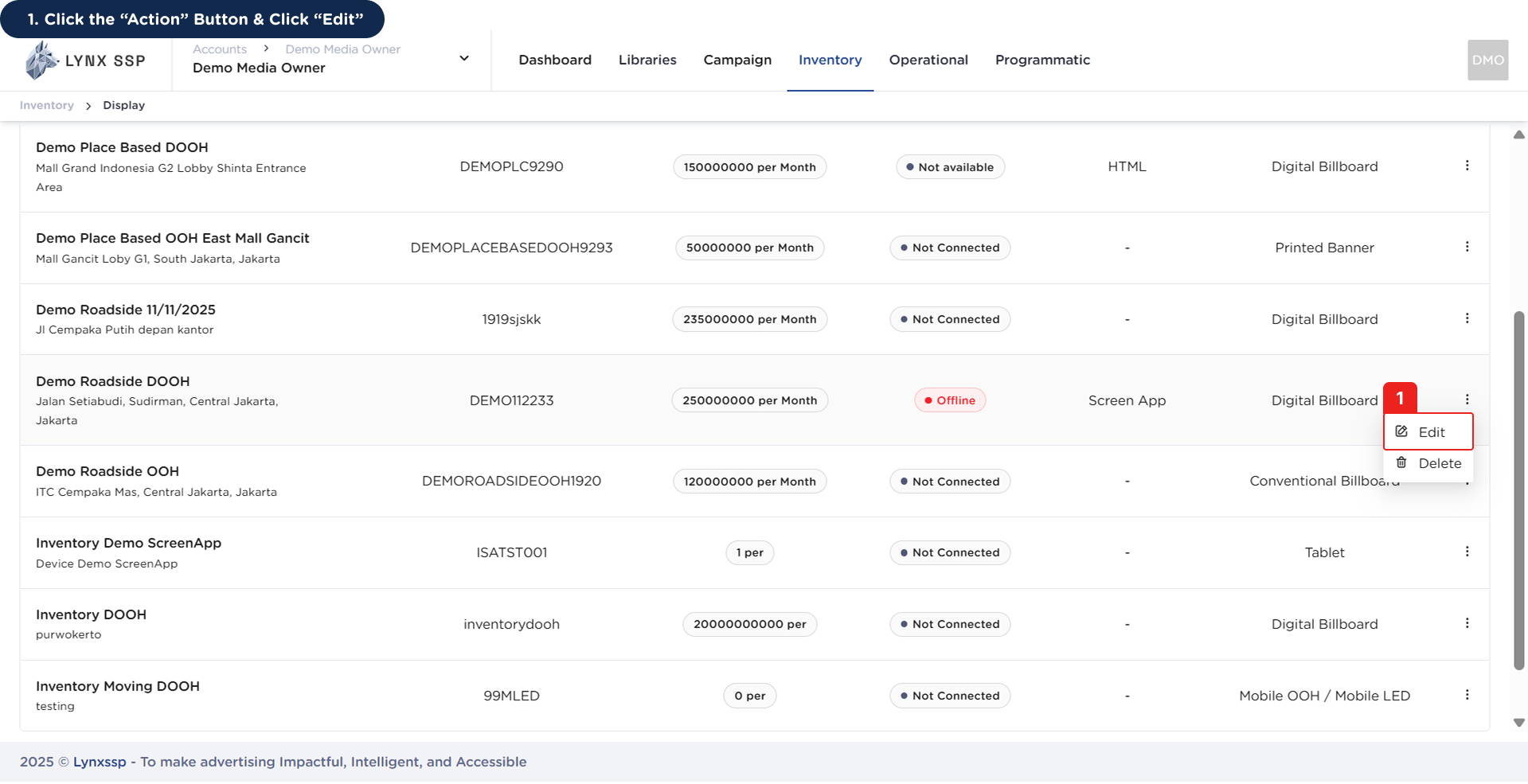 Accessing Screen Page 1