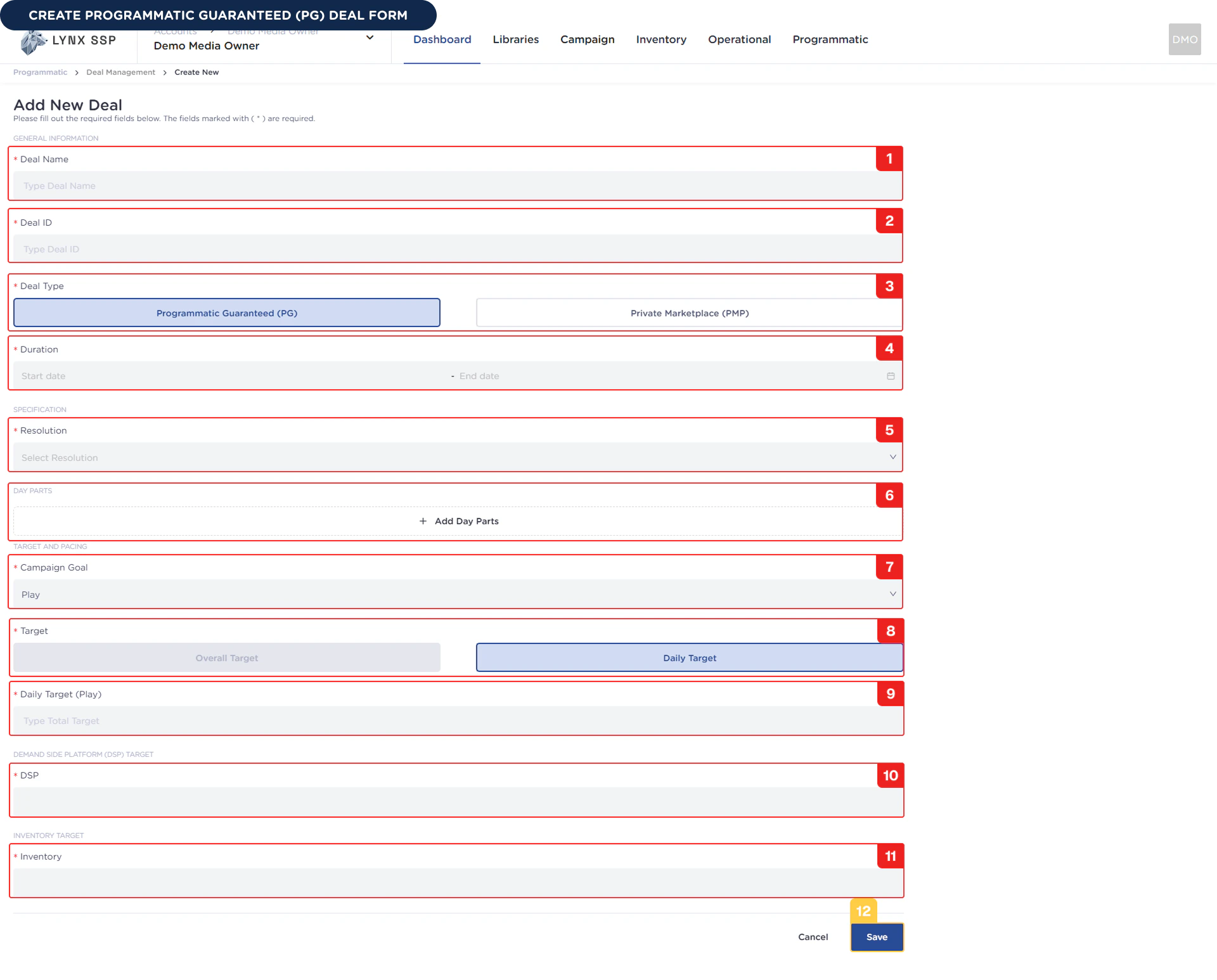 Create Programmatic Guarantee (PG) Deal Form 1