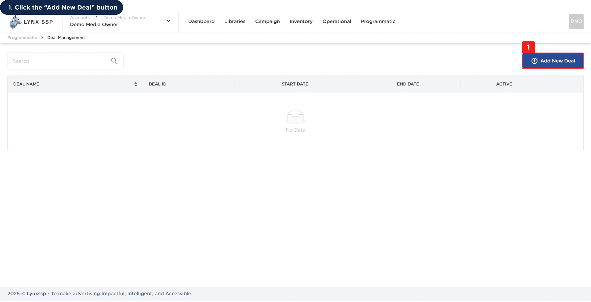 Accessing the Create New Deal Page 1