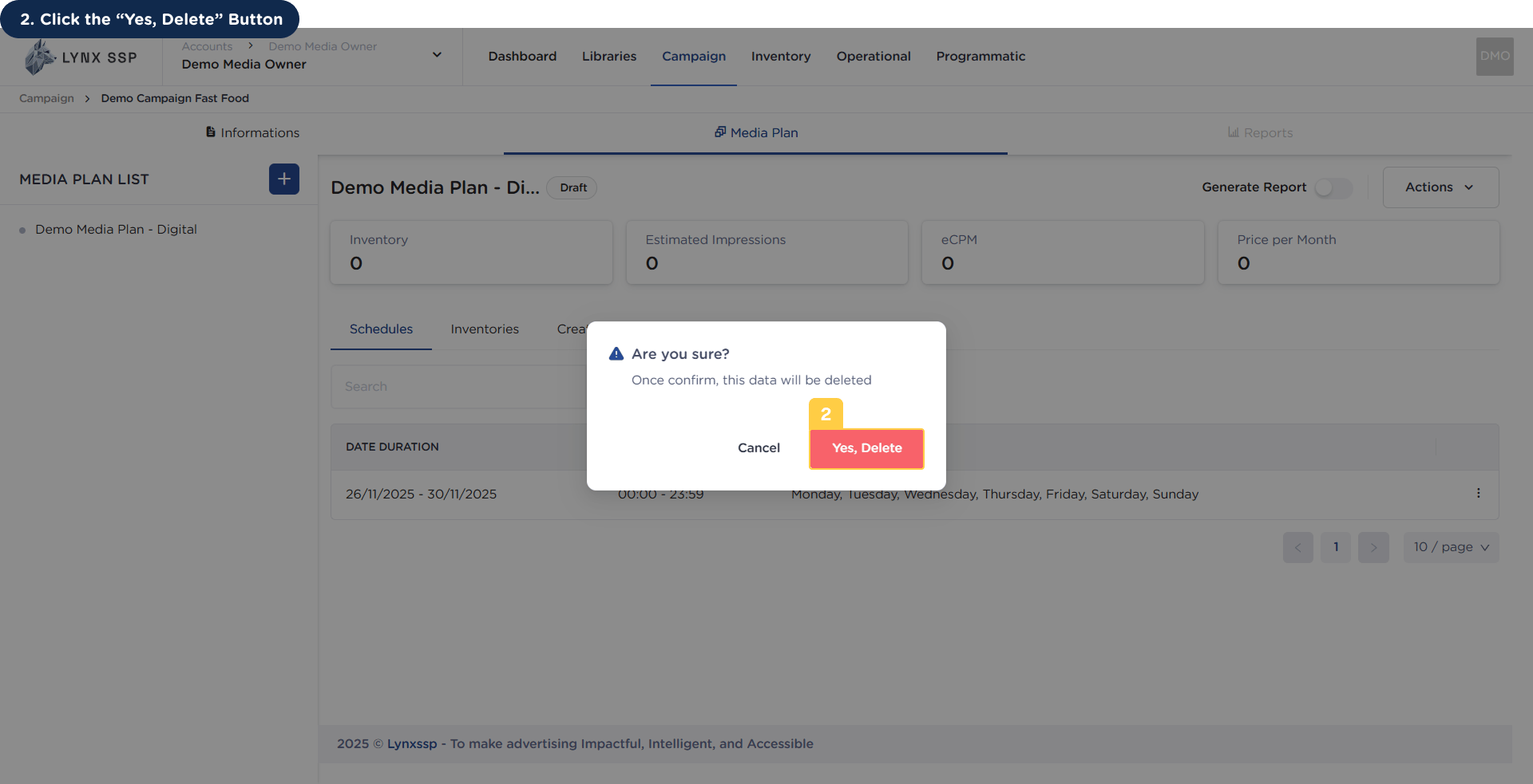 Delete Media Plan 2